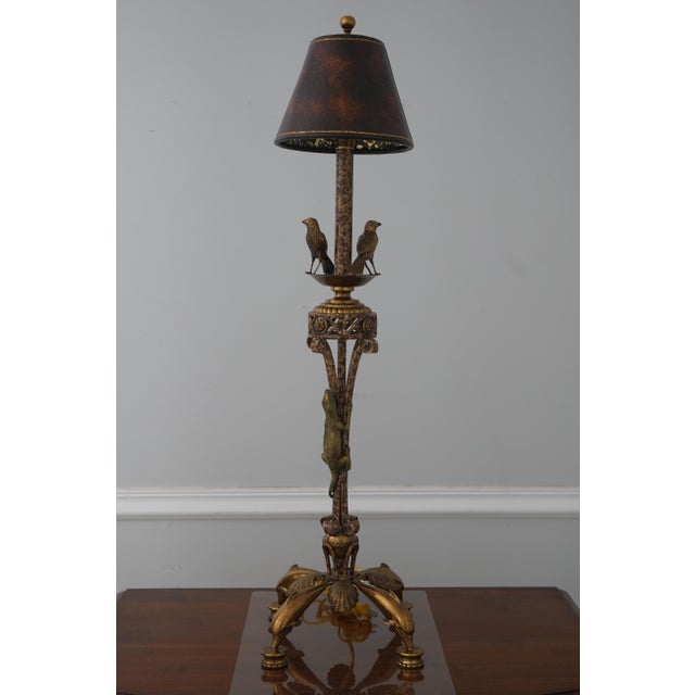 Traditional Pair Maitland Smith Brass & Iron Lizard Table Lamps For Sale - Image 3 of 12