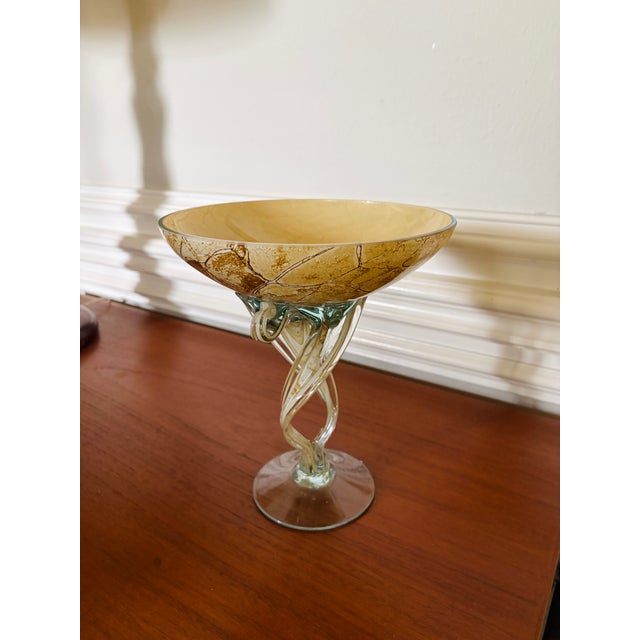 1980s Jozefina Krosno Polish Art Glass “Jellyfish” Pedestal Bowl, Attributed For Sale - Image 4 of 10