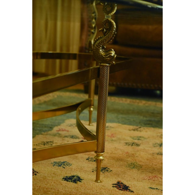 1990s Design Institute America - Vintage Glass and Brass Dolphin Motif Coffee Table For Sale - Image 12 of 13