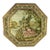 Vintage French Provincial Romantic Courting Couple Jacquard Woven Tapestry in Dimensional Octagon Gold Gilt Frame For Sale