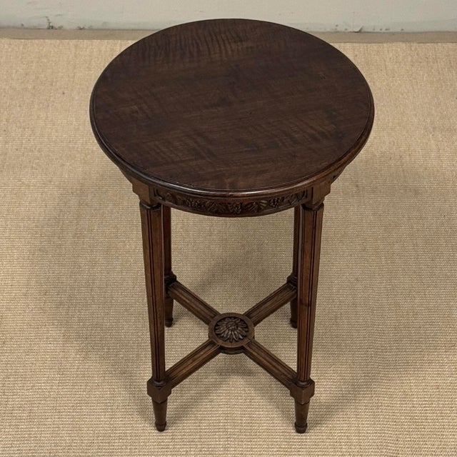Antique French Louis XVI Style Hand Carved Walnut Guéridon ~ Side Table For Sale - Image 15 of 17