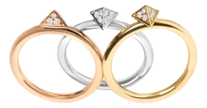 14K Tri Color Gold 1/3 Cttw Diamond Pyramid Stackable Band Ring Set - Size 7