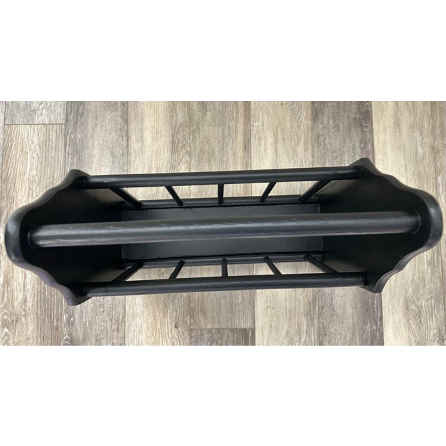 Wood Vintage Mid 20th Century Primitive Americana Style Black Wood Magazine Rack For Sale - Image 7 of 10