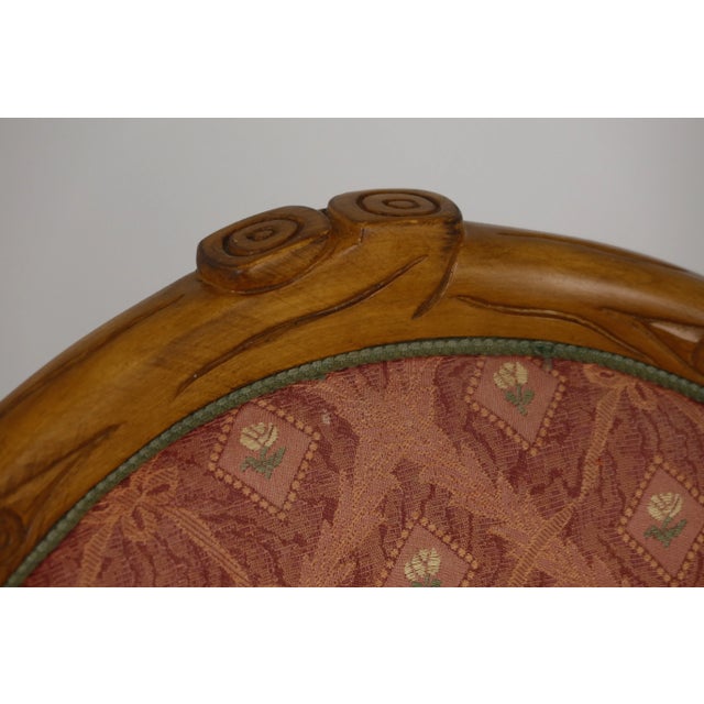 Textile Pair Modern Design Branch Motif Carved Armchairs For Sale - Image 7 of 11