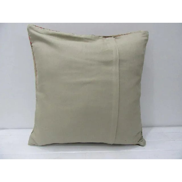 Contemporary Turkish Coral & Brown & Tan Handmade Pillow For Sale - Image 3 of 4