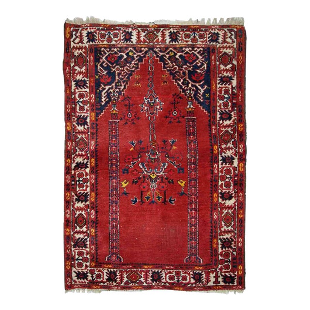1940s Handmade Turkish Anatolian Prayer Rug For Sale
