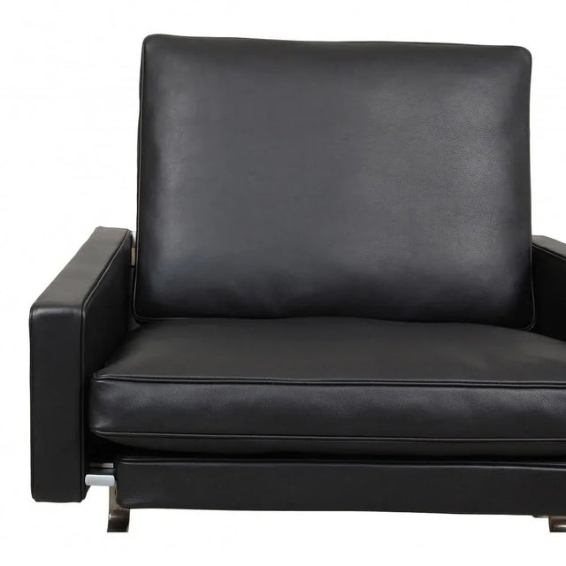 Poul Kjærholm PK-31/1 Armchair by Kold Christensen. Newly upholstered in black aniline leather with new cushions and...