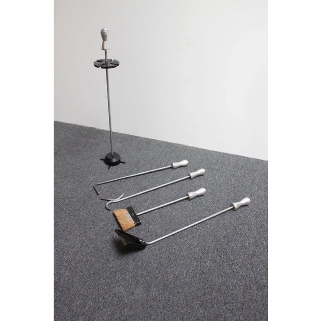Art Deco Art Deco Cast Aluminum, Bakelite and Steel Fire Tools For Sale - Image 3 of 12