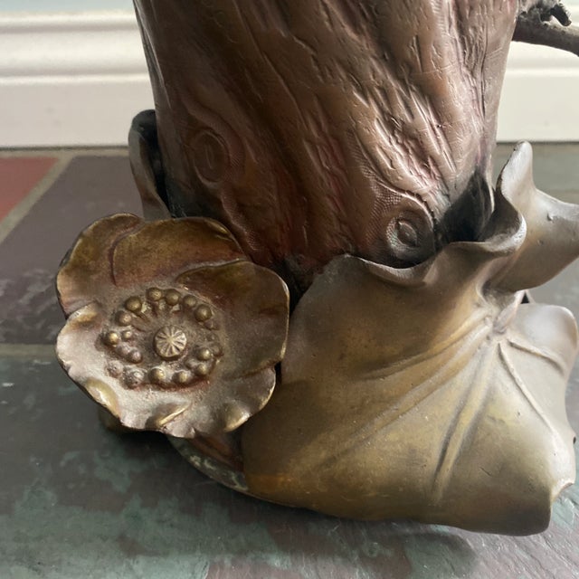 Metal 19th Century Figural Bird Copper Bronze Urn For Sale - Image 7 of 13