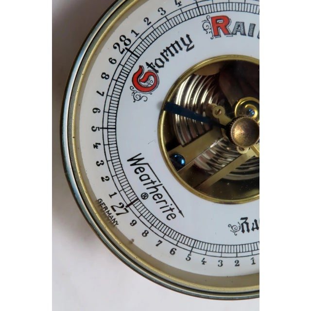 Vintage Brass Wall Mount or Desk Top Barometer Made in Germany For Sale - Image 9 of 13