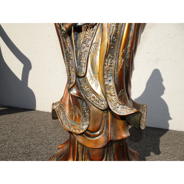 Vintage Quan Yin Bronze Colored Statue Guan Yin For Sale - Image 9 of 13