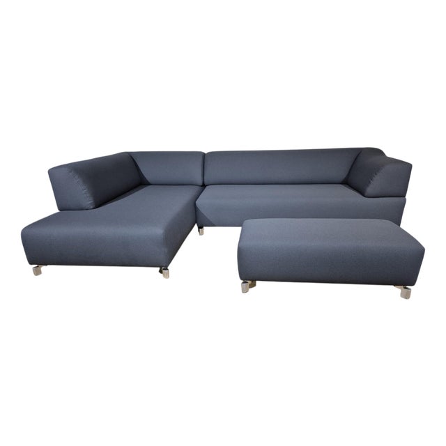 Set of Corner Sofa with Ottoman in Grey from Leolux For Sale