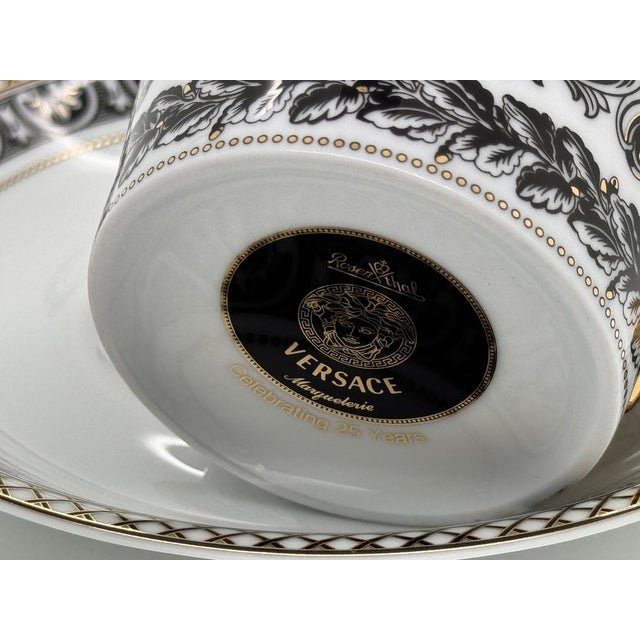 Postmodern Marqueterie Tea Cup and Saucer by Versace for Rosenthal, 2017, Set of 2 For Sale - Image 3 of 5