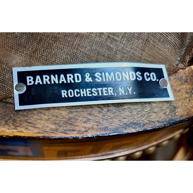 Neoclassical-Style Tufted Leather Side Chair With Greek Key Trim For Sale - Image 10 of 10