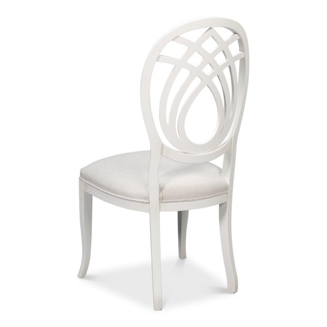 Neoclassical Dining Chairs with Ribbon Backs in White, Sets of 2 For Sale - Image 4 of 11