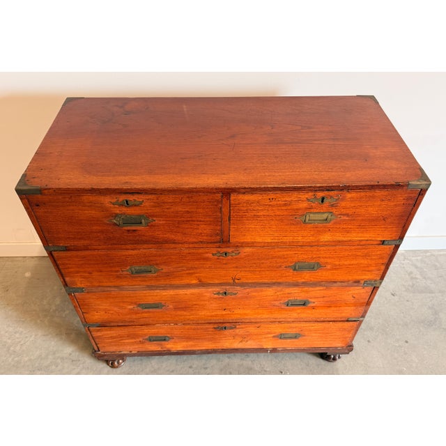Antique 19th Century Anglo-Indian Two-Part Campaign Chest of Drawers W/ Brass Hardware For Sale - Image 14 of 18