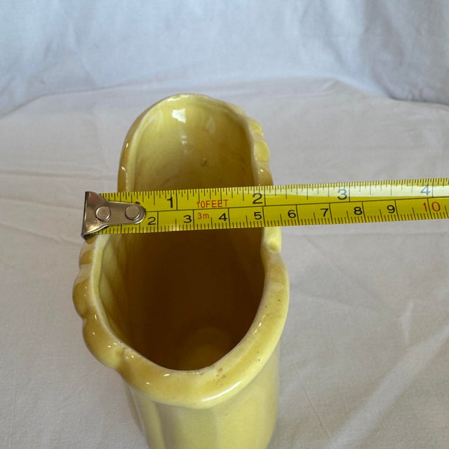 Art Deco Vase Yellow Belle Kogan for Fredericksburg Arts Fantastic planter. Beautiful yellow. 5" tall 5.25" wide 2.25" deep