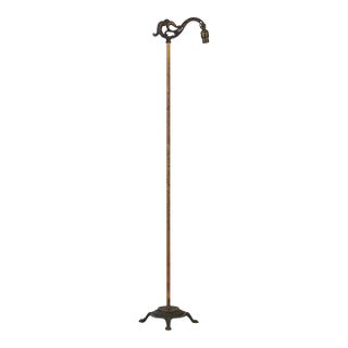 Mid 20th Century Restored Art Nouveau Brass Bridge Floor Lamp For Sale
