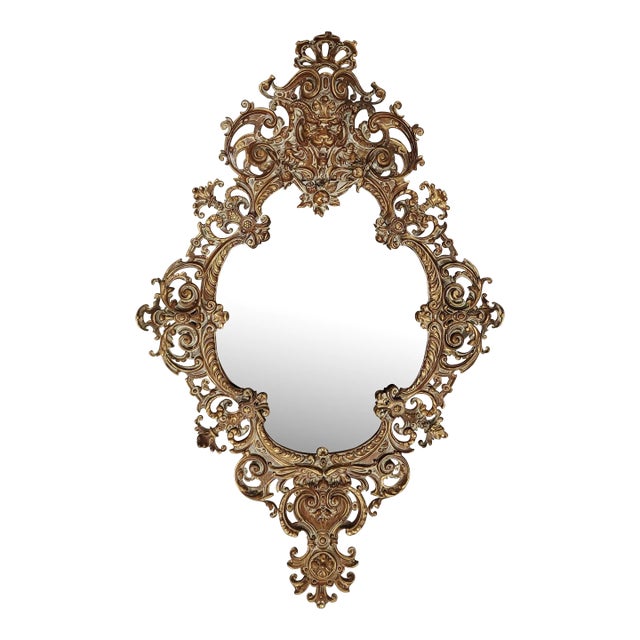 fRENCH 19th C Pierced Gilt Bronze Gargoyle Face Wall Mirror For Sale