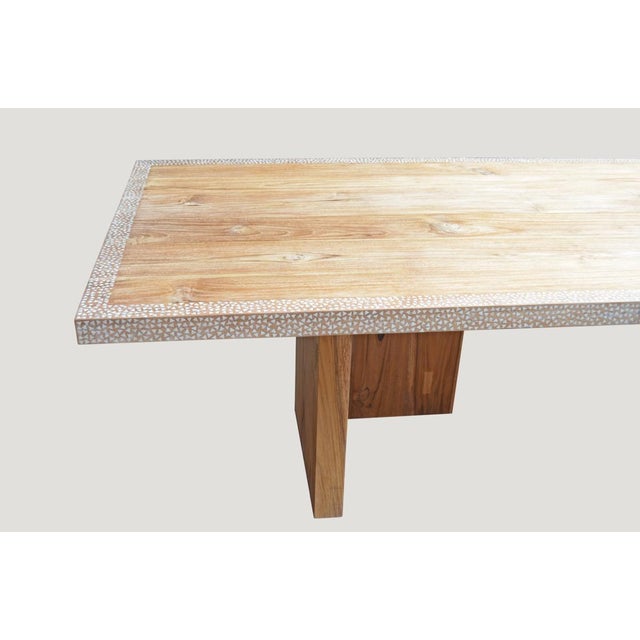 Andrianna Shamaris Shell Inlay Teak Wood Dining Table For Sale - Image 4 of 18