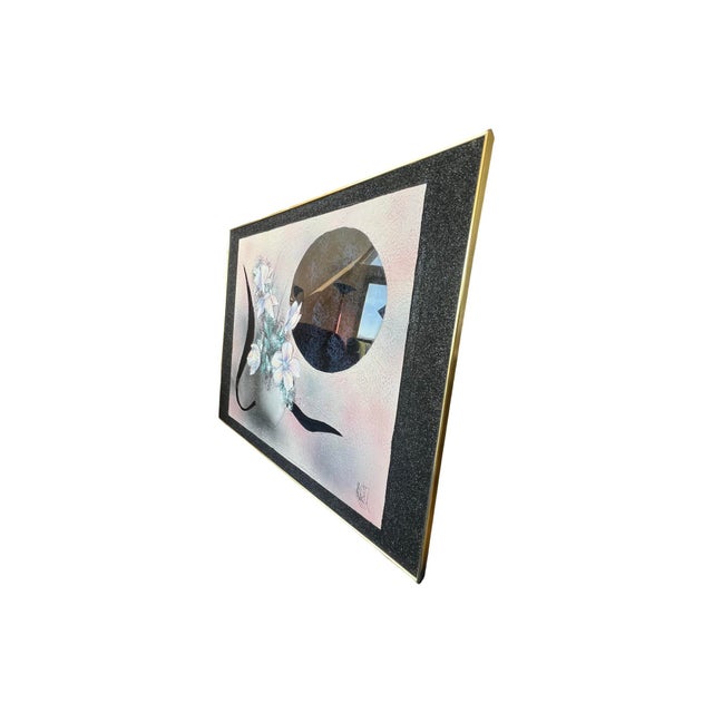 Laurel Studios Vintage Large Postmodern 1980s Memphis Laurel Wall Art Mirror Painting Rare Deco 80s For Sale - Image 4 of 12