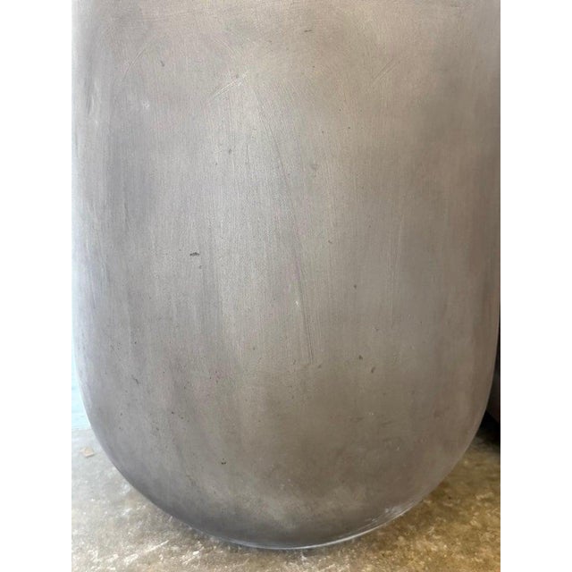 Pair of Monumental Cylinder Planters - Brutalist Bullet Form - Dark Slate For Sale - Image 9 of 12