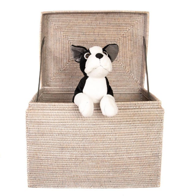 Artifacts Rattan Rectangular Hinged Chest/Trunk in White Wash - 23" For Sale In Houston - Image 6 of 7