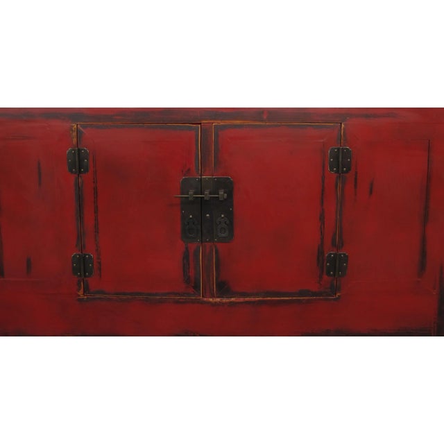 Wood Late 19th Century Red Gansu Sideboard For Sale - Image 7 of 9