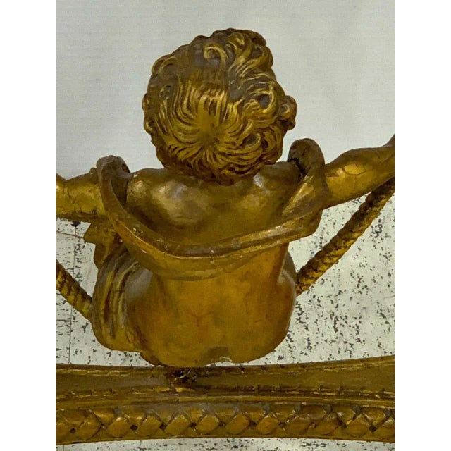19th Century French Giltwood Swinging Putto Marble Top Table/ Ferner For Sale In Atlanta - Image 6 of 13