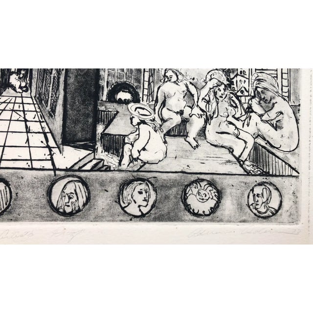 Traditional 1972 Adrienne Anderson Annunciation & Bathers Artist Proof Etching For Sale - Image 3 of 4