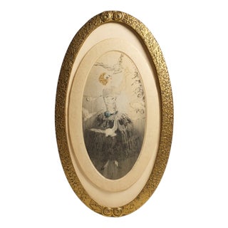 Jean Gilles, Art Deco Woman with Doves, Engraving For Sale