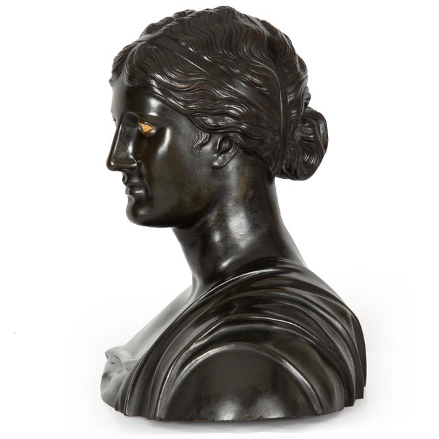Grand Tour Rare Italian Antique Grand Tour Bronze Sculpture Bust of So-Called Sappho For Sale - Image 3 of 18