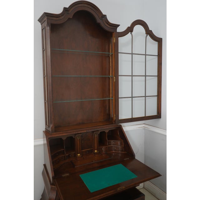 Trouvailles Furniture Inc. Trouvailles Inc Walnut Bombe Base Secretary Desk W. Hutch Top For Sale - Image 4 of 18