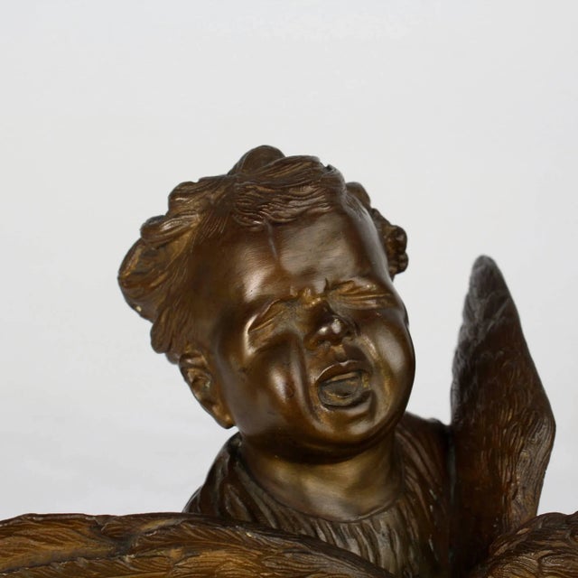 "Enfant au Coq" a Bronze Sculpture of a Child and Cock after Cecioni Adriano For Sale In Philadelphia - Image 6 of 11