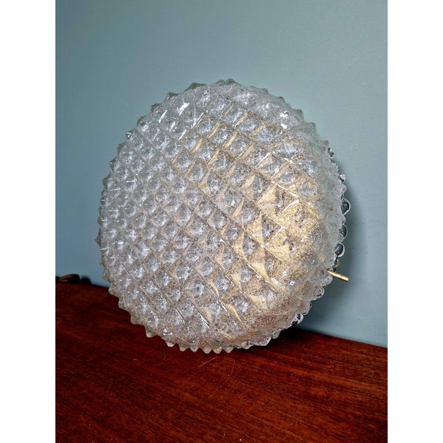Mid-Century Modern Large Ceiling Light in Brass and Frosted Glass from Hillebrand Lightning, 1970s For Sale - Image 3 of 17