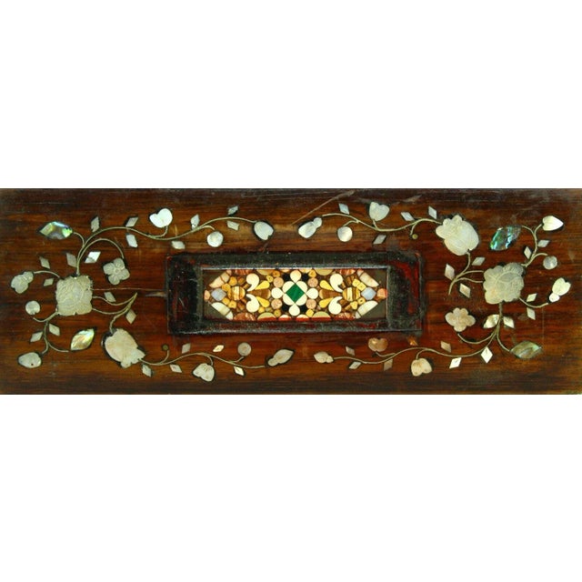 19th Cent. Rose Wood Mother-Of-Pearl Inlay & Micro-Mosaic Locking Box For Sale - Image 4 of 13