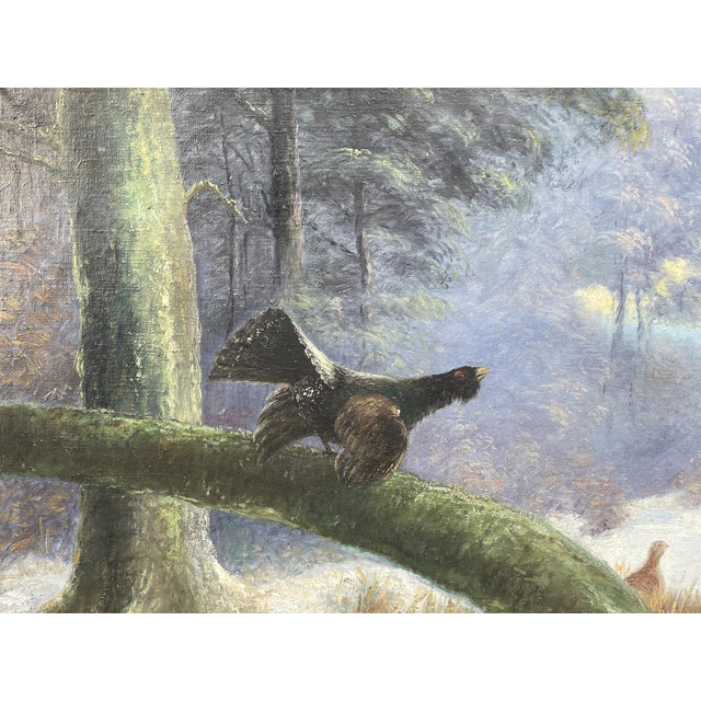 Capercaillie in a Winter Landscape, 1910, Oil Painting on Canvas, Framed For Sale - Image 8 of 16