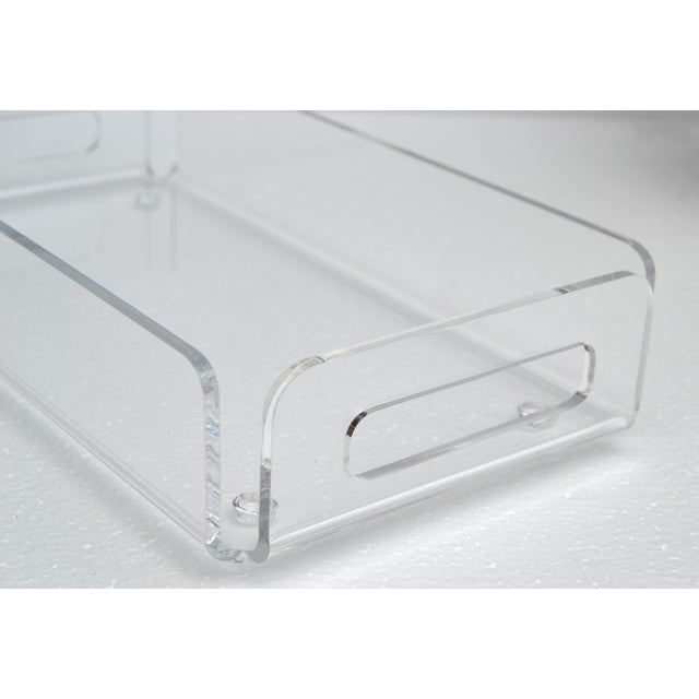 1980s Dorothy Thorpe Style Sculptural Rectangle Clear Lucite Serving Tray For Sale - Image 11 of 15