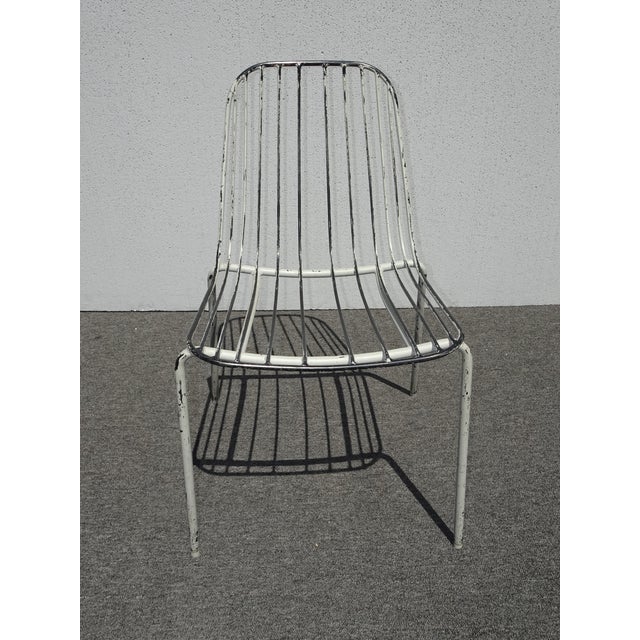 Pair of Vintage Mid Century White Iron Side Chairs For Sale In Los Angeles - Image 6 of 12