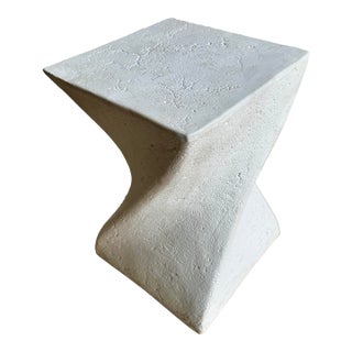 Vintage Late 1970s / 1980s Postmodern Sculptural Twist Form Side Table or Pedestal in Plaster Finish For Sale