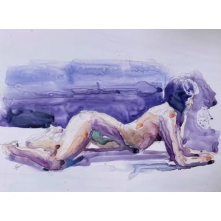 Untitled 16 by Clyde Steadman | Watercolor on vellum of a reclining figure For Sale