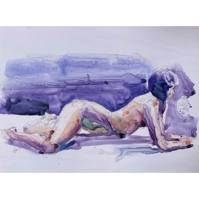 Untitled 16 by Clyde Steadman | Watercolor on vellum of a reclining figure For Sale