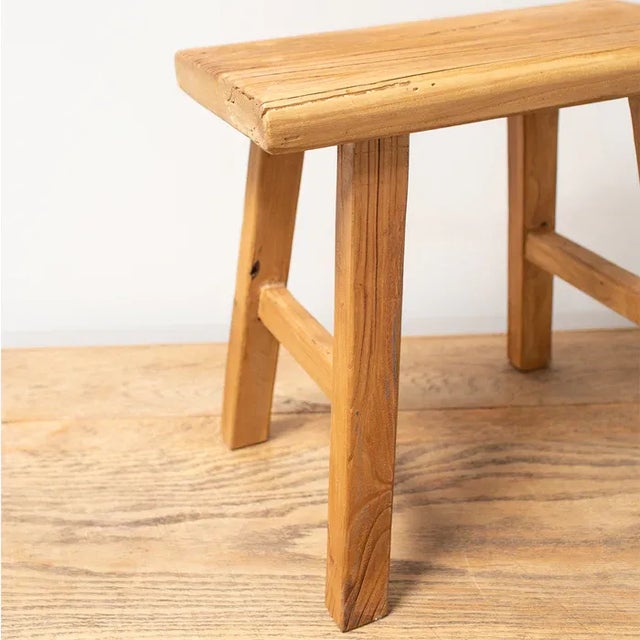 Farmhouse Late 20th Century Elm Stool / Side Table For Sale - Image 3 of 3