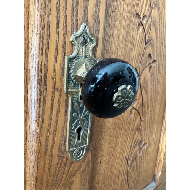 Vintage 1910s Alaska Ice Box Wood Cabinet With Carved Details For Sale In Portland, OR - Image 6 of 10