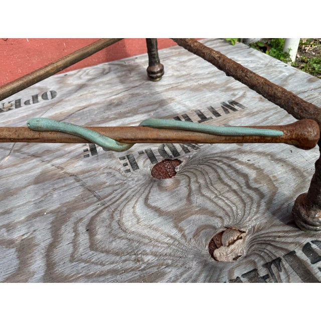 Brutalist Vintage Solid Iron Steel With Bronze Snake Giacometti Style Brutalist Sculpture Coffee Table Base For Sale - Image 3 of 10