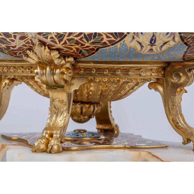 Antique French Ormolu, Champleve Enamel and Onyx Figural Centerpiece ...