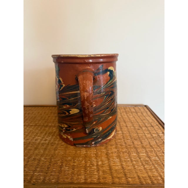 Antique French Savoie Glazed Jaspe Earthenware Pitcher For Sale - Image 4 of 6