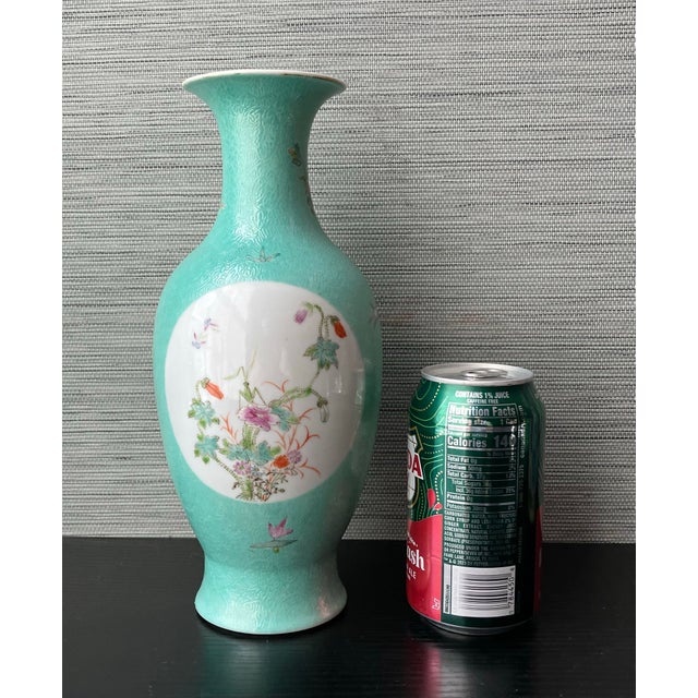 Early 18th Century Antique 18th Century Chinese Turquoise Porcelain Vase, Qianlong Mark, 10"t., Provenance For Sale - Image 5 of 12
