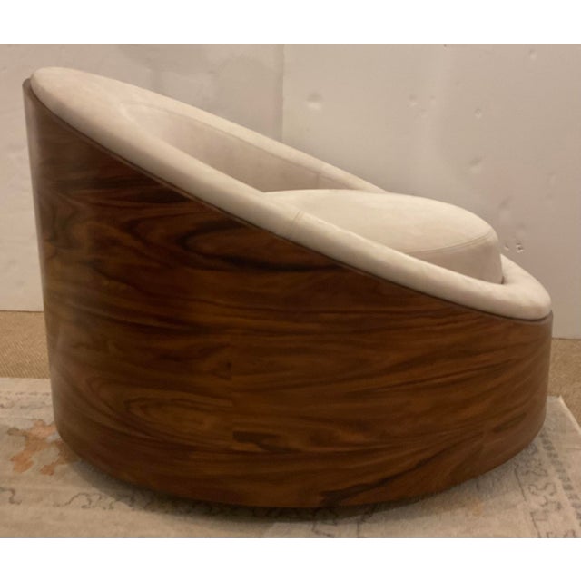 Modern Theodore ALexander Modern Suede Swivel Chair For Sale - Image 3 of 4
