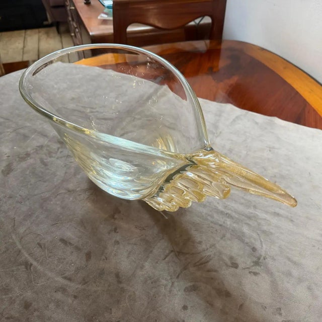 Gold 1990s Modern Christian Dior Clear and Gold Murano Glass Big Wing Centerpiece For Sale - Image 8 of 17